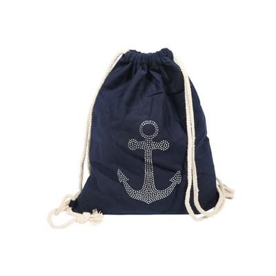 Turnbeutel CHAM CHAM "Turnbeutel aus Textil, Anker mit Strass", blau, Textil, Taschen