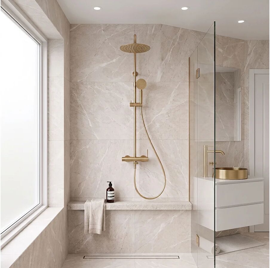 Lollipop II Columna de ducha mecánica oro cepillado 250 Essebagno