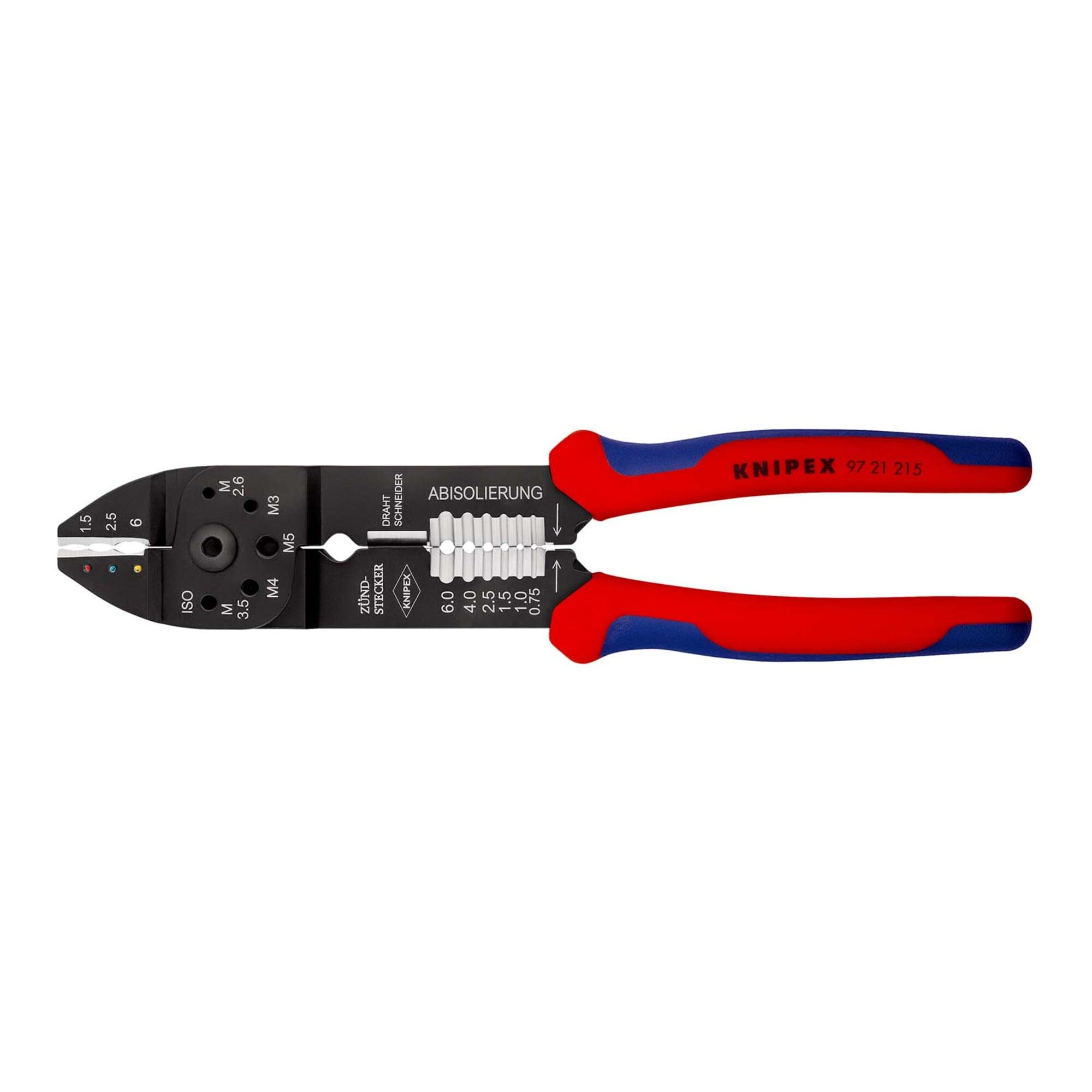KNIPEX 97 21 215 Crimpzange mit Mehrkomponenten-Hüllen schwarz lackiert 230 mm)