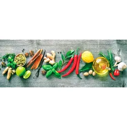 EUROART Glasbild 80 x 30 cm Herbs and spices Glas Bunt