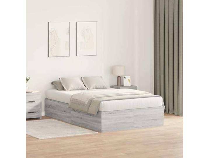 YUTAASU Aufbewahrungsbettgestell mit Tür Graues Sonoma 120 x 190 cm Massives Kiefernholz, Spanplatten, Scharniertür, Kunstledergriffe, Stauraum unter dem Bett