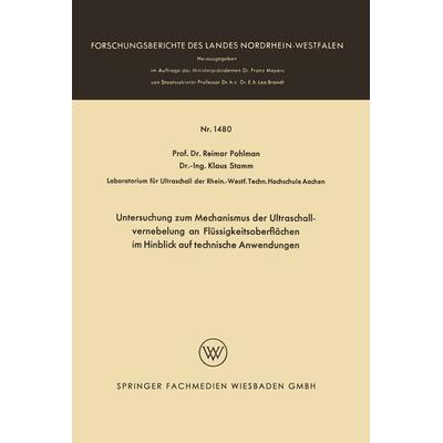 Untersuchung zum Mechanismus der Ultraschallvernebelung an Flüssigkeitsoberflächen im Hinblick auf technische Anwendungen, Taschenbuch von Reimar