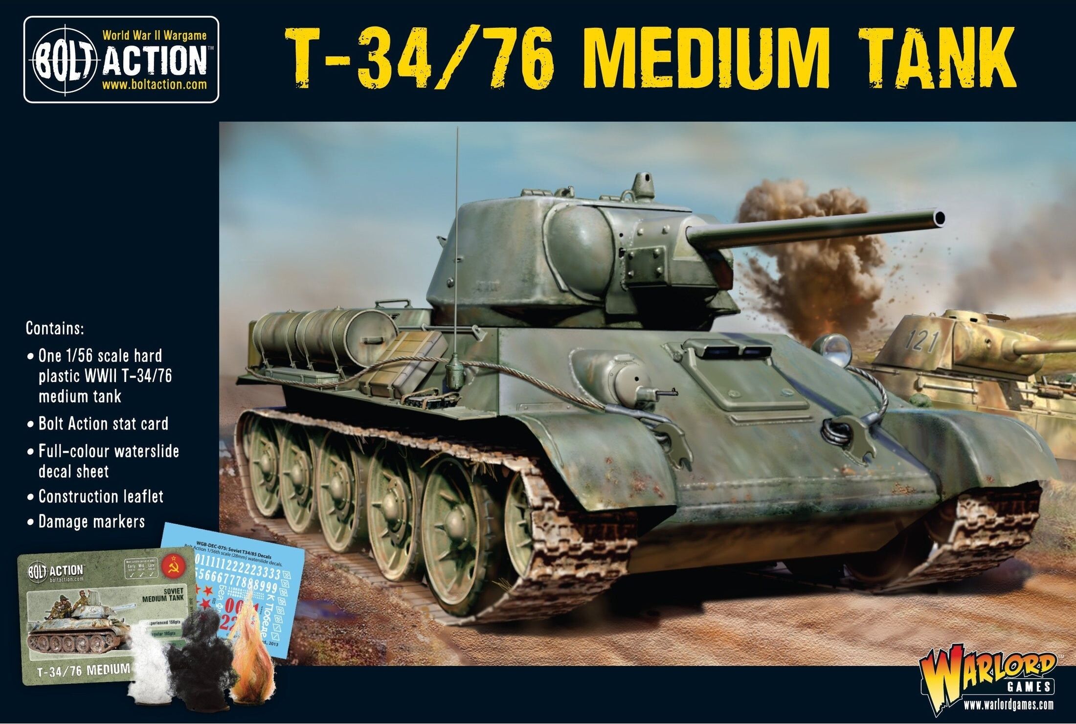 Warlord Games Bolt Action T-34/76 Medium Tank 1:56 Plastic Model Kit for Warhammer Battles