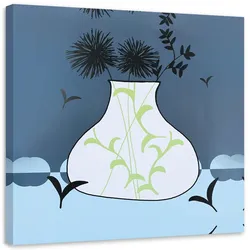 BILD, Zeichnung von Blumen in einer Vase 40x40cm