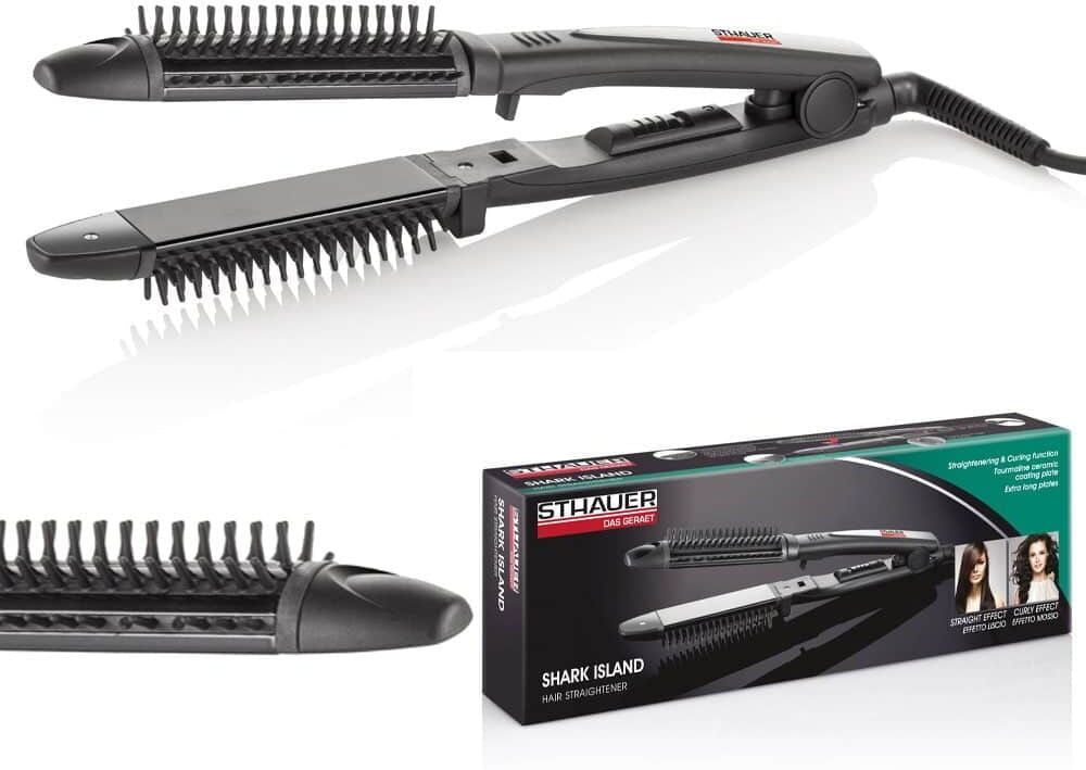 PIASTRA PER CAPELLI PROFESSIONALE EFFETTO LISCIO/RICCIO 230° CERAMICA TOURMALINA 50W STHAUER SHARK ISLAND