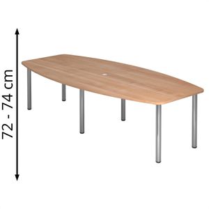 Hammerbacher Konferenztisch KT28C, Tonnenform, 280 x 72-74 x 78 / 130cm, nussbaum