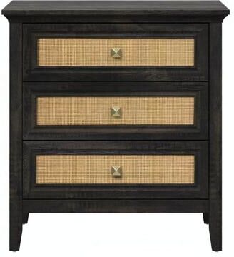 Klair Living "29.5"" Nightstand with 3 Drawers and Rattan Accents"
