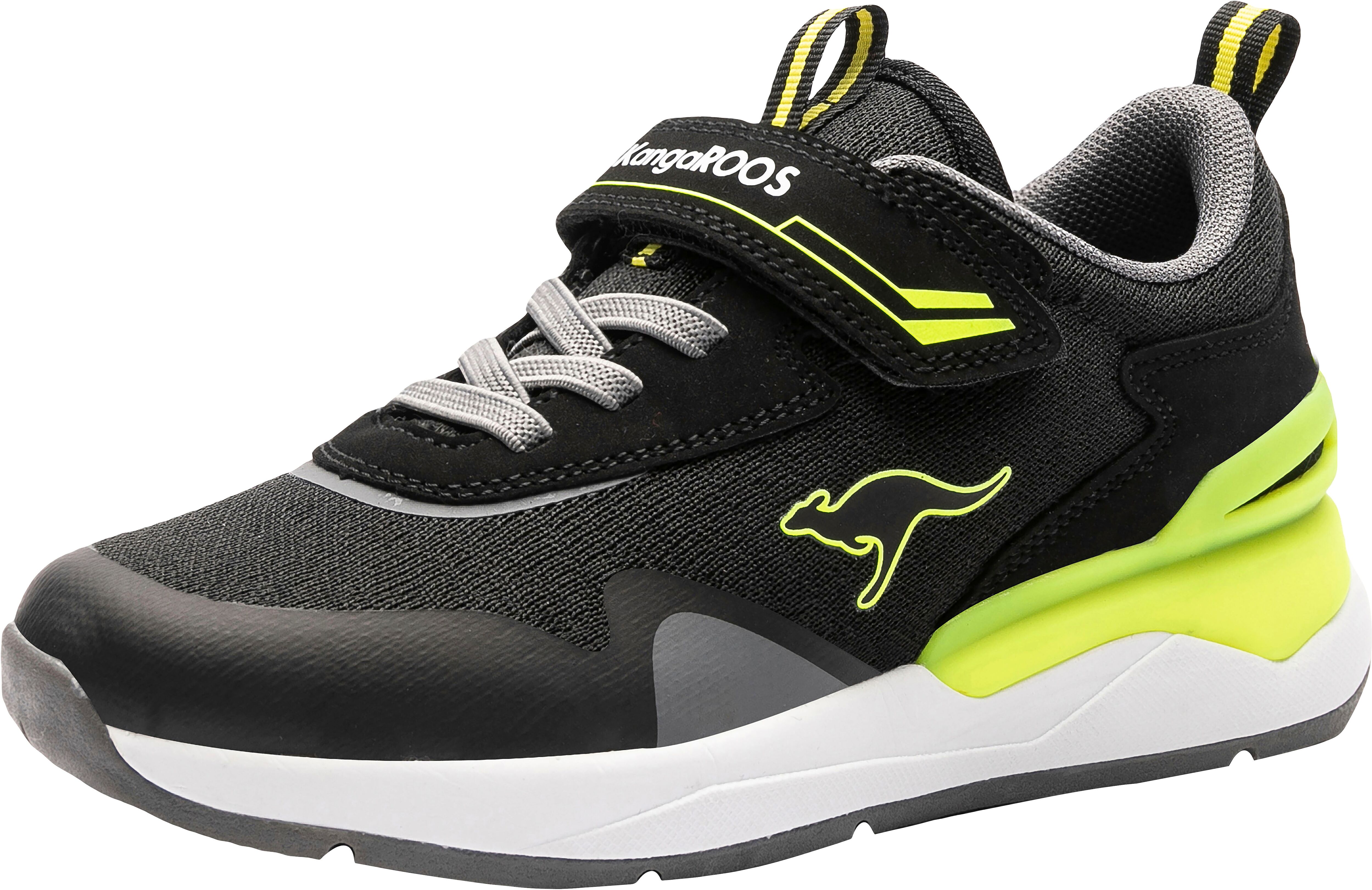 Sneaker KANGAROOS "KD-Gym EV", Jungen, Gr. 29, schwarz (schwarz, gelb), Synthetik, Textil, Schuhe Sneaker, mit Klettverschluss schwarz, gelb 29
