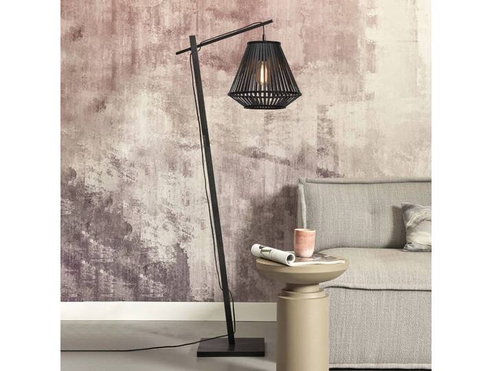 Good & Mojo Stehlampe Merapi, schwarz, für Wohn- / Esszimmer, Bambus, Stehlampe