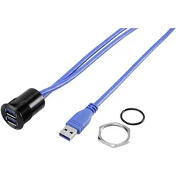 Tru Components USB A Einbaubuchse 3.0, Elektronikkabel + Stecker, Schwarz