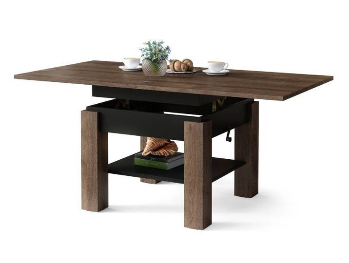 designimpex Couchtisch Design Cleo stufenlos höhenverstellbar aufklappbar Esstisch
