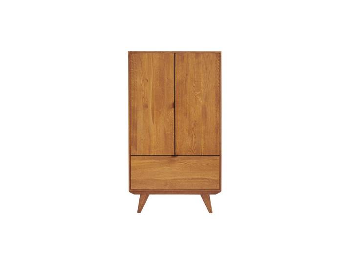 Buffet haut rétro en bois 2 portes 1 tiroir l80 h140 noir