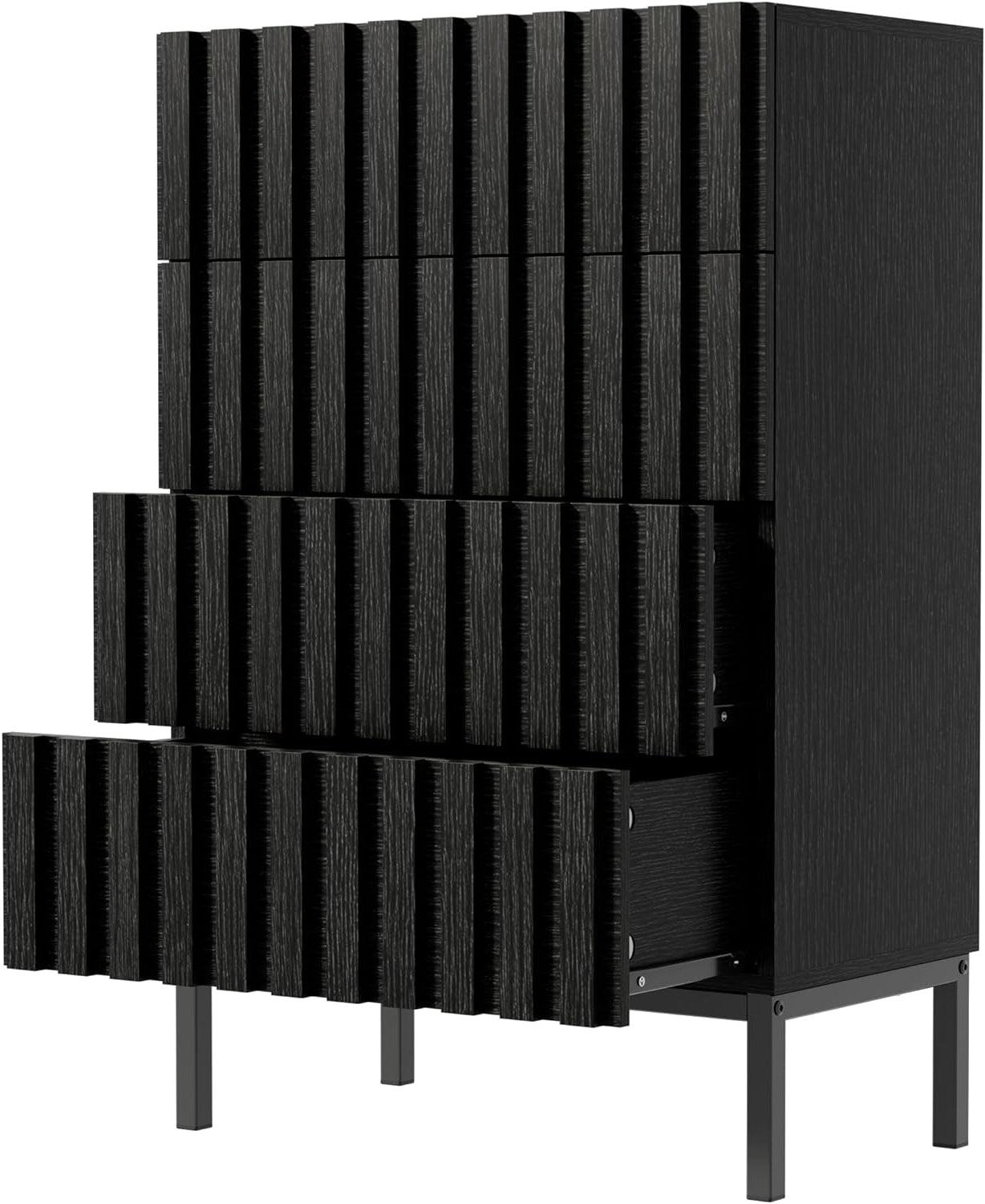 Schubladenschrank - Schmaler Schubladenschrank - Aufbewahrungsbox - Kommode - Schrank mit Schubladen - 4 geräumige Schubladen - MDF, Metallfüße