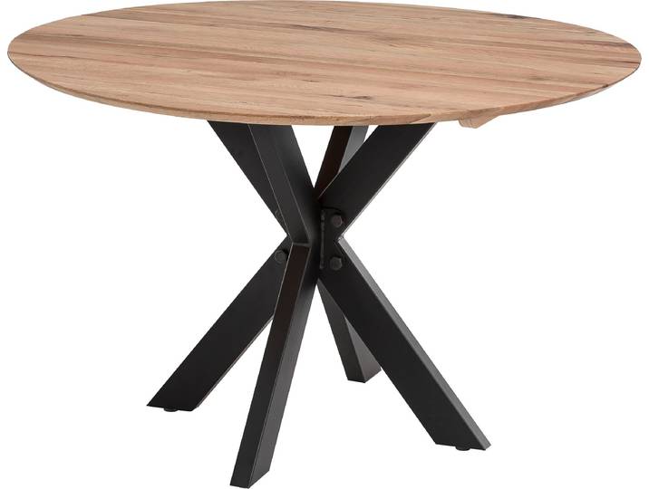 Esstisch HOME AFFAIRE Quebec , schwarz (natur, schwarz), B:140cm H:77cm T:140cm, Tische, Esstisch, mit eleganter Schweizer Kante