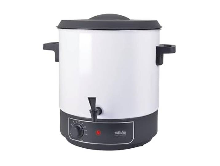 Silva Homeline HG-E 290 – 2-in-1 Einkochautomat & Heißgetränkeautomat, 29 L Volumen, 23,5 L Nutzinhalt, Thermostat 40–110 °C, 1800 W, Auslaufhahn, Einlegerost, Überhitzungsschutz, emailliertes Gehäuse