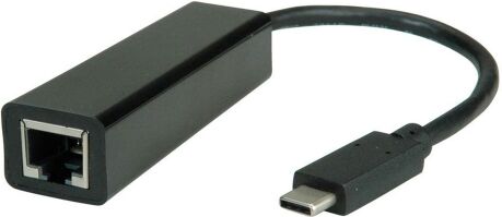 Value USB C Ethernet Konverter, vollduplex, bis 1000Mbit/s, IN: 1x RJ45 female, OUT: 1x USB C male