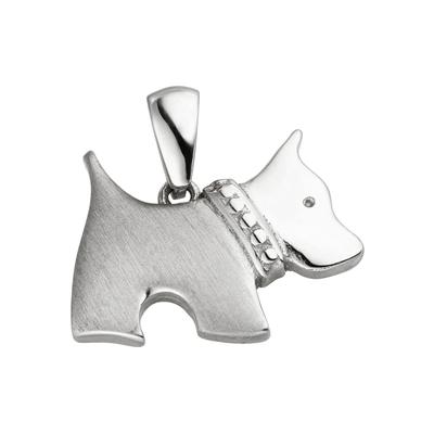 Kettenanhänger JOBO "Anhänger Hund Terrier 13 mm", silber (silber 925), Schmuckanhänger, Damen, Silber 925 (Sterlingsilber), Kettenanhänger, 925 Silber rhodiniert