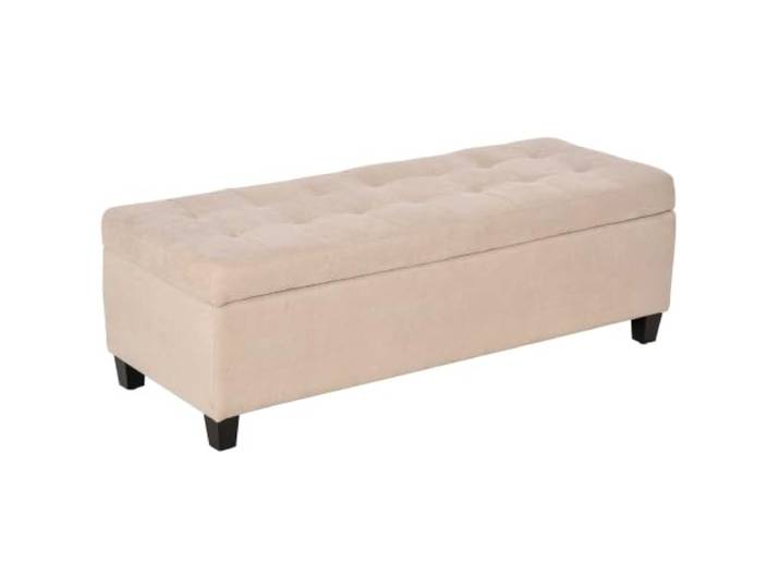 HOMCOM Sitzbank mit Stauraum Polsterbank mit Deckel 125x49x41,5 cm Beige Leinenoptik, Bettbank, Truhenbank, Banktruhe, Aufbewahrungsbank für Wohnzimmer Schlafzimmer