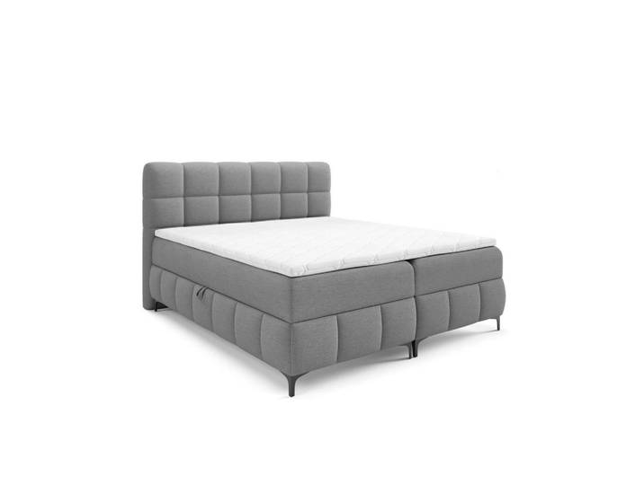 Home Collective Boxspringbett mit Stauraum und Topper 180x200 cm Grau, 180x200 cm, Schlafzimmer, Betten, Boxspringbetten