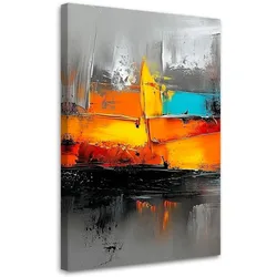 LEINWANDBILD Abstrakt bunt auf grauem Hintergrund 40x60cm
