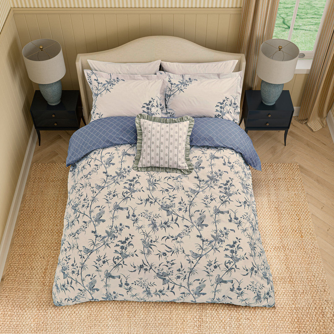 Trust Paradise Woods Cotton Floral Duvet Cover Set Blue Double Duvet Cover + 2 Pillowcases