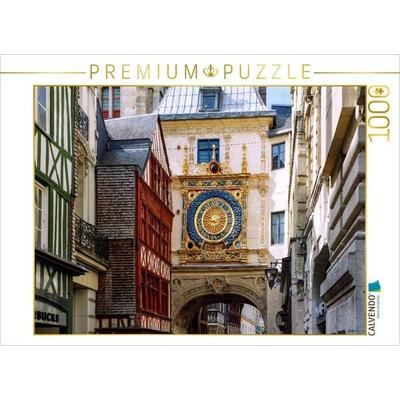 CALVENDO Puzzle Uhrenturm Gros-Horloge in der Altstadt von Rouen | 1000 Teile Lege-Größe 64x48cm Foto-Puzzle für glückliche Stunden