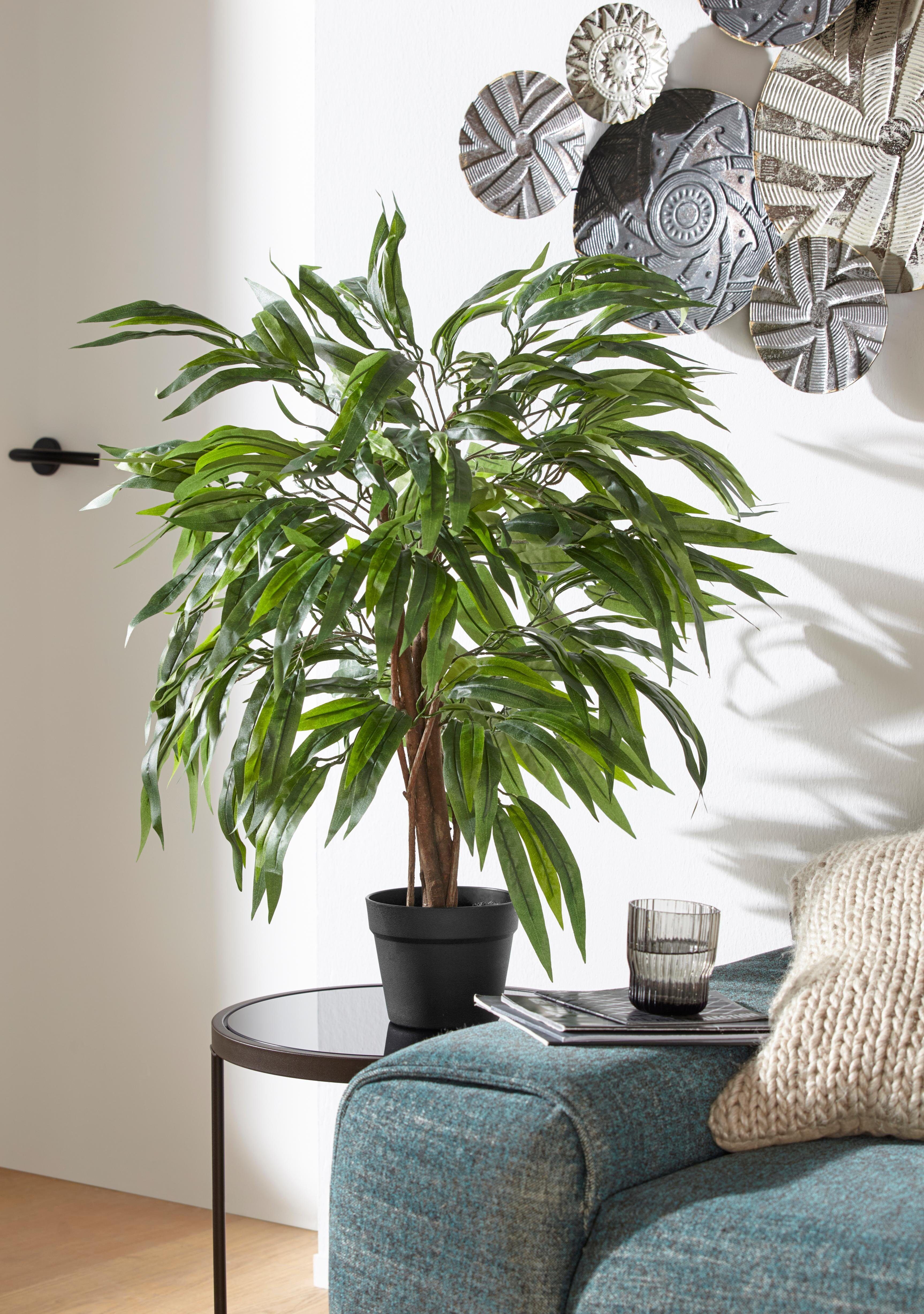 Kunstpflanze CREATIV GREEN "Weeping-Ficus", grün, H:80cm, Kunststoff, Polyester, Kunstpflanzen, Kunstpflanze