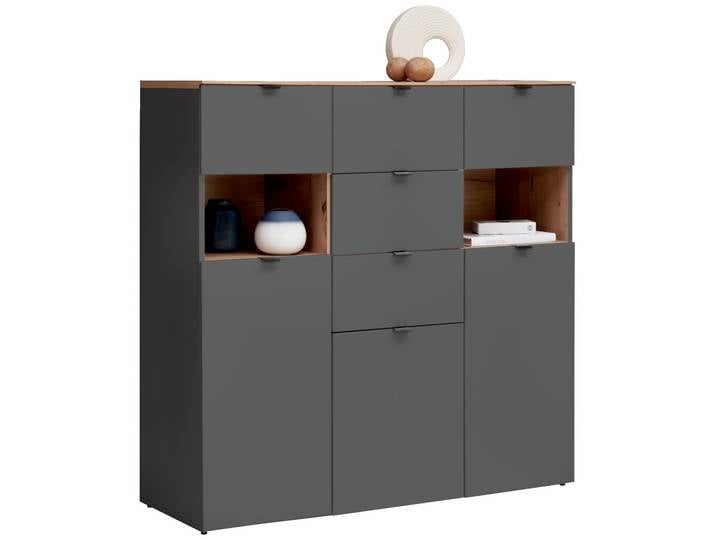 Hom´in Highboard DIANA, Graphit, Holznachbildung