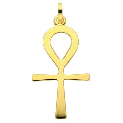 Kreuzkette ADELIA´S "Halskette - Kreuzkette mit Kreuz Anhänger Lebenszeichen aus 333", gold, Halsketten, Damen, Gelbgold 333 Gold, Gelbgold 333, Gold, Kreuzkette, Schmuckset mit bis 45 cm stufenlos verstellbarer 925 Silber Halskette