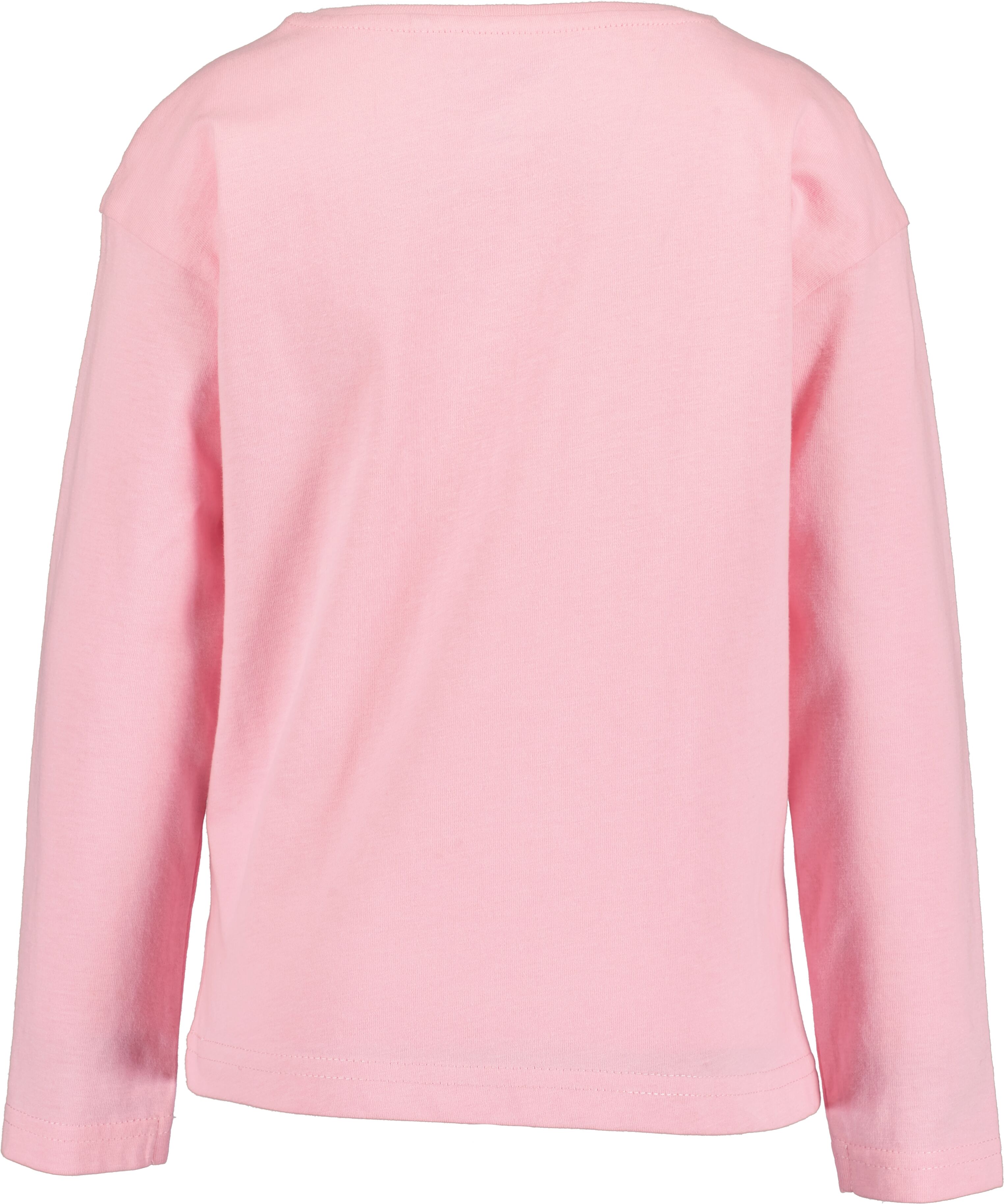 Langarmshirt BLUE SEVEN, Mädchen, Gr. 98, rosa (azalee), Single Jersey, Obermaterial: 100% Baumwolle, bedruckt, unifarben, Basic normal, Rundhals, Shirts Langarmshirt, Baumwolle, Glitzerdruck azalee 98