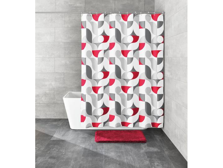 Duschvorhang KLEINE WOLKE Tess , rot (rubin), B:180cm H:200cm, Polyester, Duschvorhänge, Duschvorhang