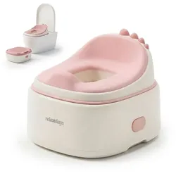Relaxdays Töpfchen 4-in-1 Dino mit Deckel Weiß,Rosa