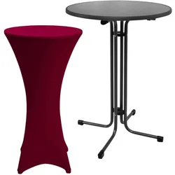 STEHTISCH Sylt Ø 80cm Grau mit Stella Stehtischhusse Ø 80cm Bordeaux