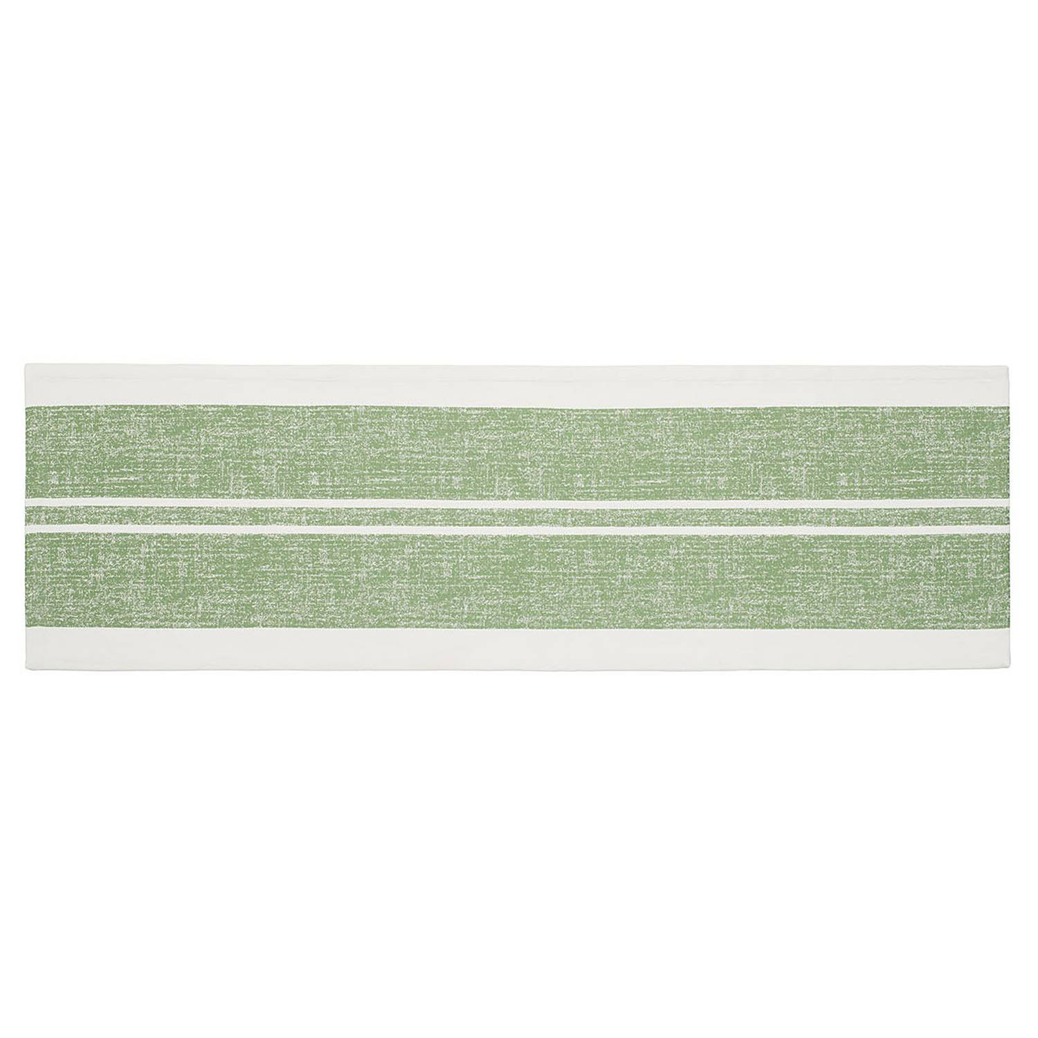 home24 Tafelloper Java Groen/Wit Gestreept B: 40 cm, L: 135 cm