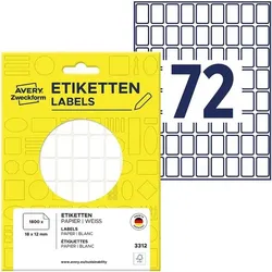 Avery Zweckform 1800er-Pack Vielzweck-Etiketten »3312« weiß