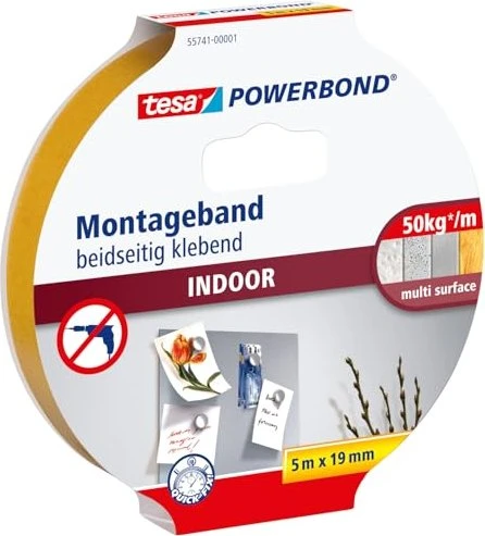 tesa Powerbond Montageband INDOOR, 19 mm x 5,0 m