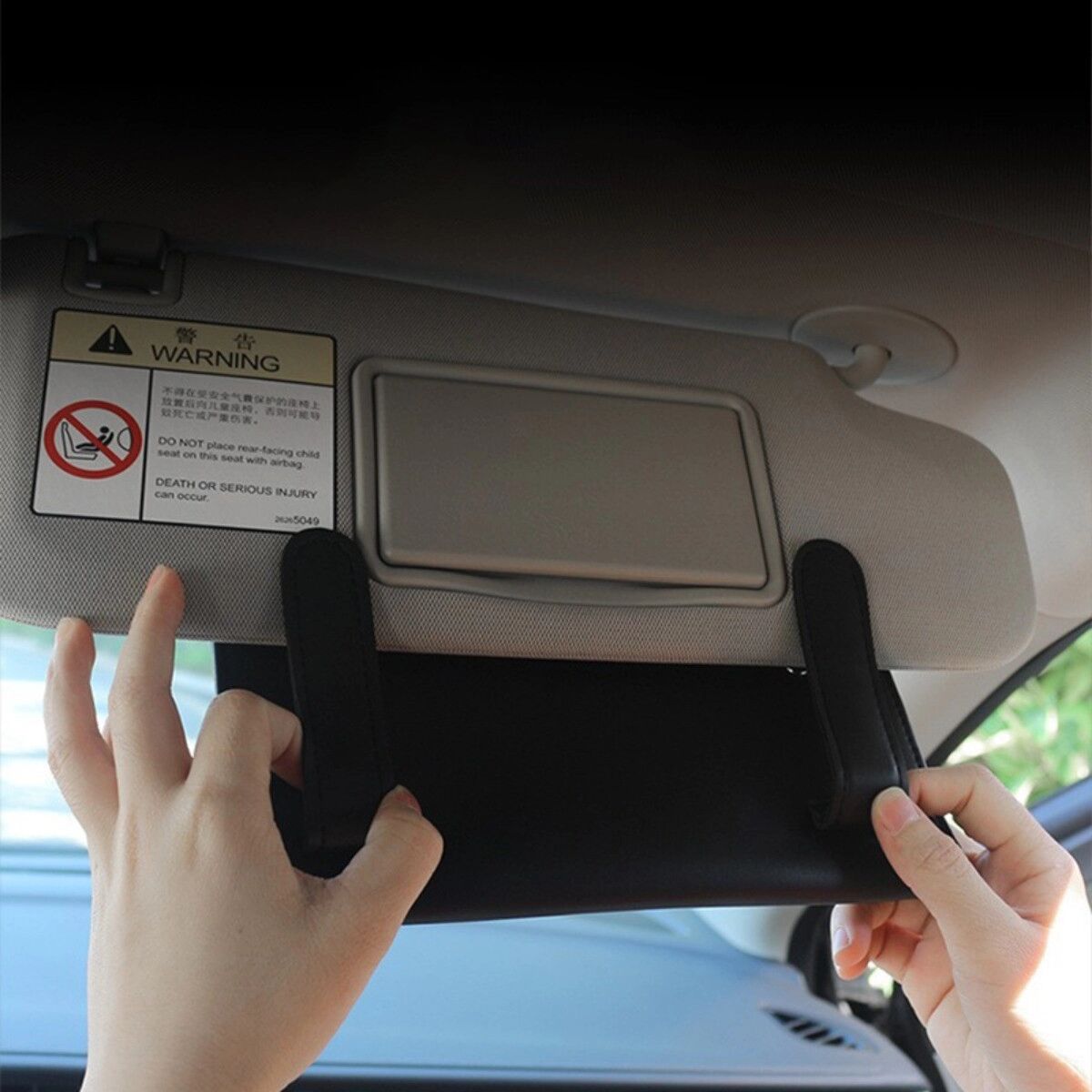 INF Boîte à mouchoirs pare-soleil pour voiture, comprend des mouchoirs – cuir grainé pebble noir, porte-mouchoirs fixé au