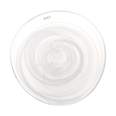 Avet Set mit 6 weißen, unregelmäßig geformten Glastellern, Durchmesser 26 cm, Kollektion White dk340026-white