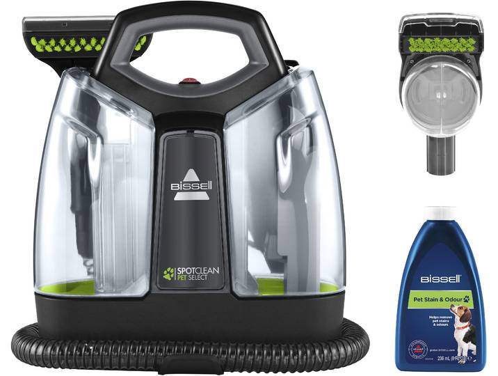 BISSELL Wasch-Sauger 37288, Fleckenreiniger SpotClean Pet Select, leicht, kompakt , schwarz (schwarz, grün), B:17cm H:30cm T:36,8cm, Mehrzwecksauger, Haustieraufsatz, reinigt Flecken auf Teppich, Polster, Treppe&Autositz, Wasch-Sauger