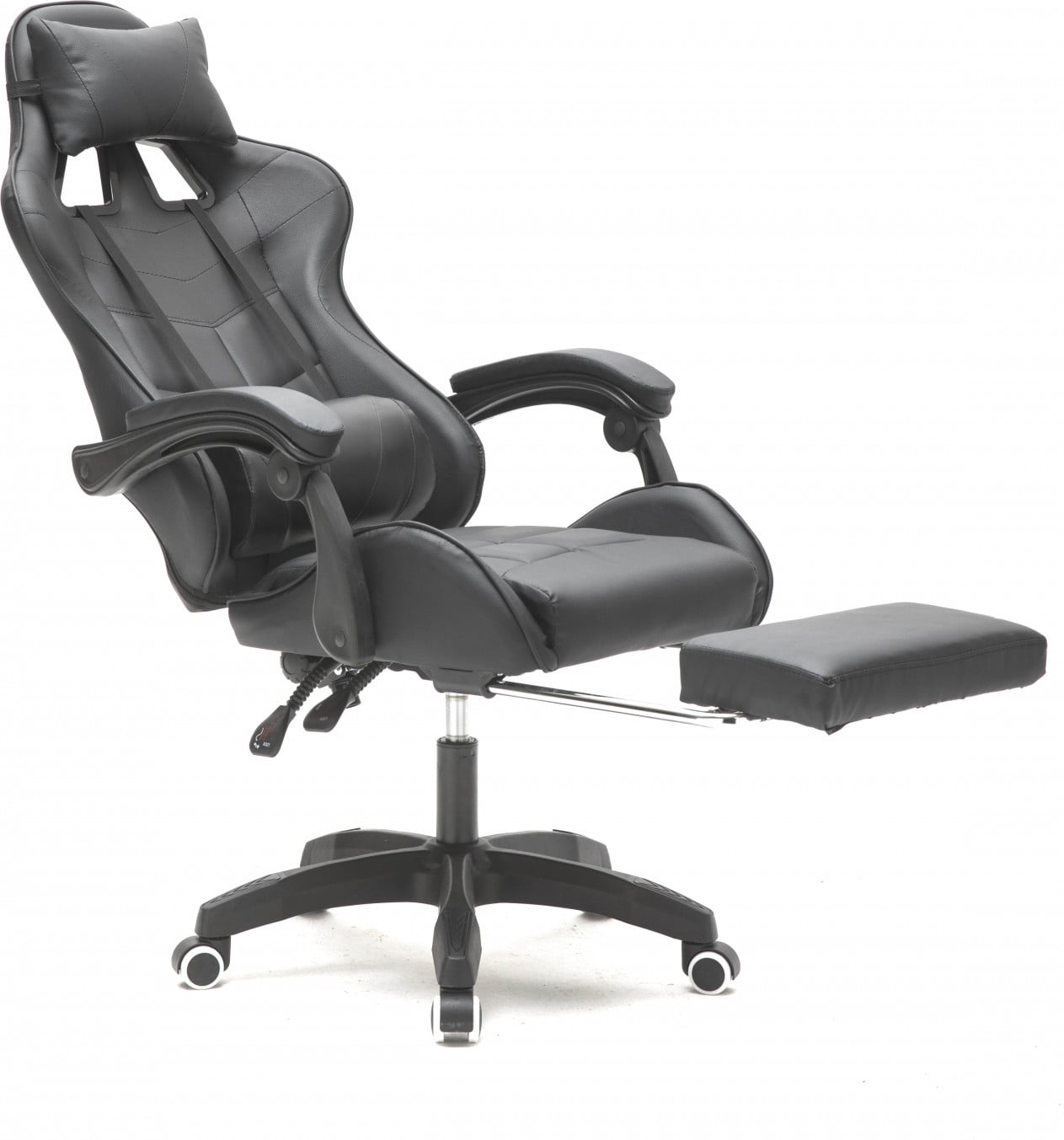 Gaming stoel Cyclone met voetsteun - Zwarte race gaming stoel en kantoorkruk