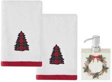 Avanti Linens Avanti Patchwork Plaid Lotion Dispenser & 2-Pack Fingertip Towel Set - Lotion Pump & Fingertip Towel Set