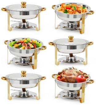 Garvee 2/4/6 Pack Chafing Dishes for Buffet, 5 QT Round Stainless Steel Buffet Servers & Food Warmer Set