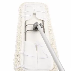 Axis Line 120cm Edelstahl Wischmop Profi Komplettset 100% Baumwollbezug Parkett (Edelstahl Metallklapphalter-Profi-Komplett-Set) für Bodenreinigung