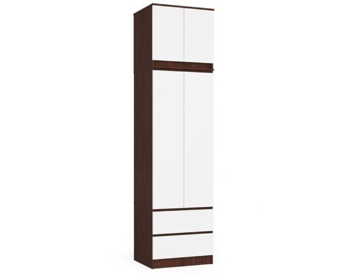 Armoire avec surmeuble AKORD STAR Wengé 60 cm 2 portes 2 tiroirs façade Blanche 3 étagères 60x51x234 cm