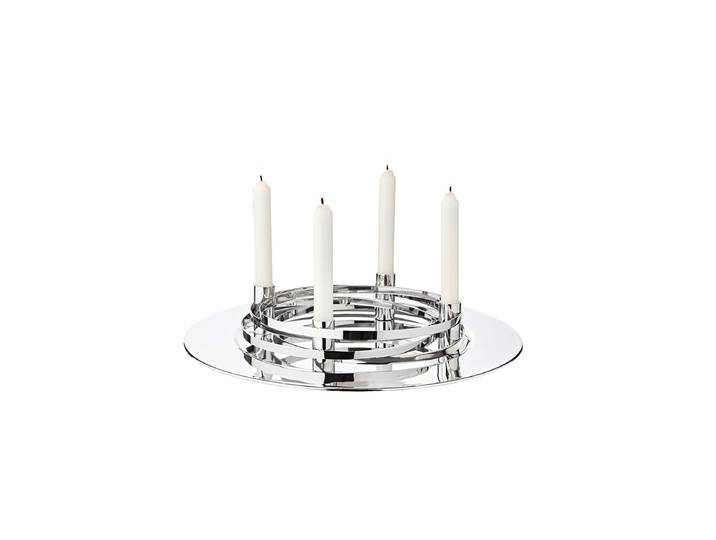 Hochwertiger Design Adventskranz „La Avia“ - Edelstahl glänzend vernickelt Silber EDZARD