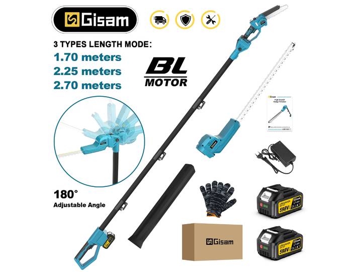 Scie à branches et taille-haie sans fil Gisam Brushless, outil multifonction 2 en 1, pour batterie Makita 18V.