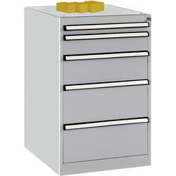 Manuflex TP1141.9006 Schubfachschrank BASETEC Stationär, Nutzhöhe 700 mm mit 5 Schubfächern, in alusilber ähnlich RAL 9006