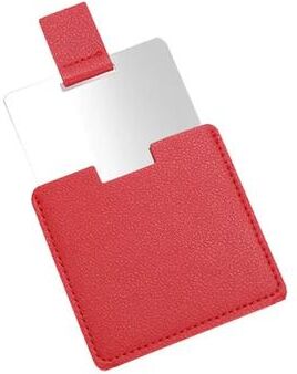 Uplift Picks Elegant Stainless Steel Pocket Mirror PU Leather Protective Travel Makeup Mirror red