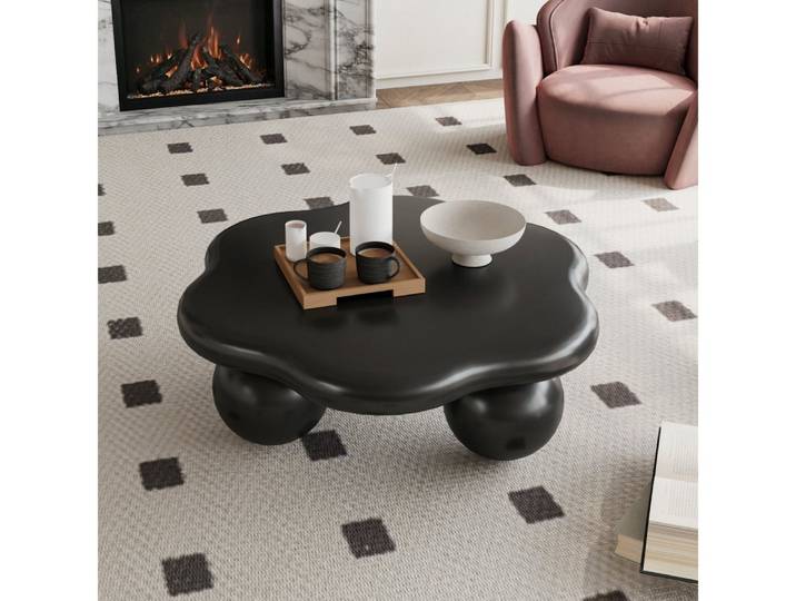 BBWL Couchtisch 80cm Wolkenform moderner Wohnzimmertisch mit Kugelbeinen, Couchtisch für kleine Wohnung kindersicher stabil