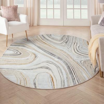 Nourison Glam Gray Gold Indoor Abstract Area Rug